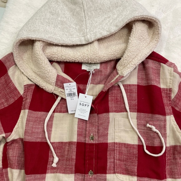 American Eagle Flannel Hooded Button Up - Picture 9 of 9